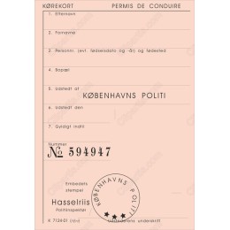 Vintage Danish Driving License