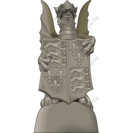 Majestic Stone Gargoyle Holding Heraldic Shield