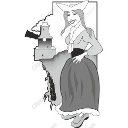 Vintage Woman with Windmill