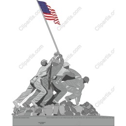 Patriotic Soldiers Raising the American Flag