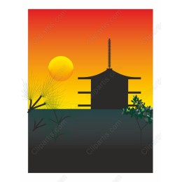 Serene Sunset Pagoda