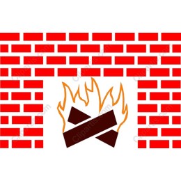 Red Brick Wall with Flames