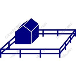 Modern Blue House with Fence /