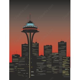 Seattle Skyline - Space Needle Sunset