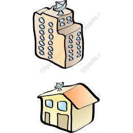 Modern Skyscraper and Cozy House
