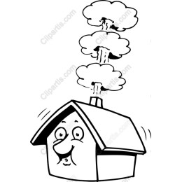 Cheerful Cartoon House with Smoke Puffs