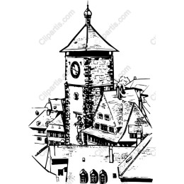 Vintage Black and White Clock Tower