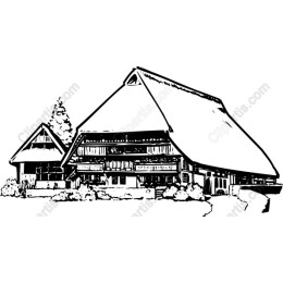 Rustic Thatched-Roof House