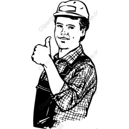 Cheerful Construction Worker Thumbs-Up