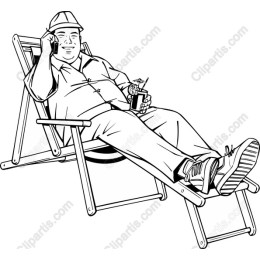 Cheerful Man Lounging in Deck Chair