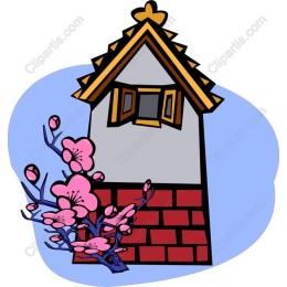 Traditional House with Blossoms