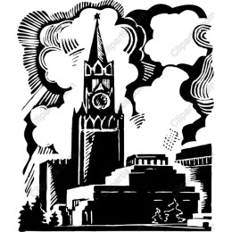 Vintage Black-and-White Clock Tower