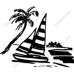 Sailboat and Palm Tree