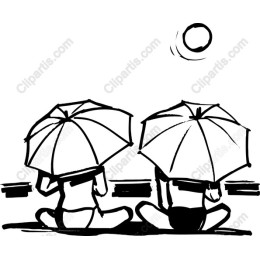 Summer Serenity: of Figures Under Umbrellas