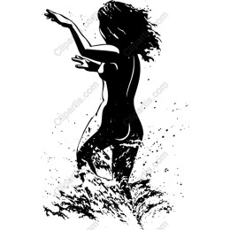 Elegant Woman Wading in Water