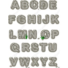 Rocky Alphabet Set - Stone Textured Uppercase Letters