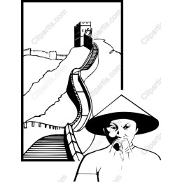 Great Wall of China with Traditional Figure