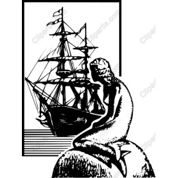 Mermaid and Ship Nautical