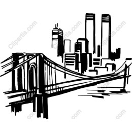 Urban Bridge with Twin Towers
