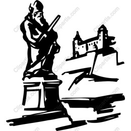 Majestic Statue of Strength with Fortress