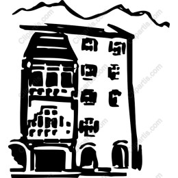 Alpine Building Hand-Drawn