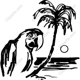 Tropical Parrot & Palm Tree