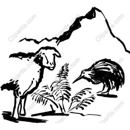 Nature's Harmony: Sheep and Kiwi