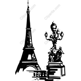 Eiffel Tower and Paris Lamppost Black-and-White