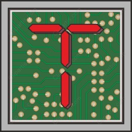Bold Red T Circuit Board