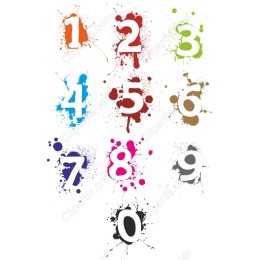 Splash Number Clipart Set