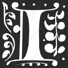 Floral Monogram Letter I