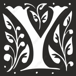 Floral Monogram Letter 'Y'