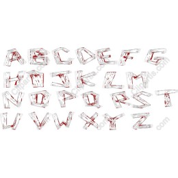 Unique Alphabet Set - Fragmented Typography in Red