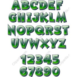 3D Green Cartoon Alphabet and Numbers