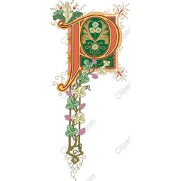 Ornate Letter P Vintage Floral