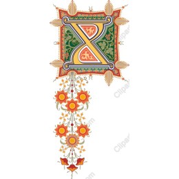Ornate Floral Letter X