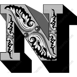 Ornate Decorative Letter 'N'