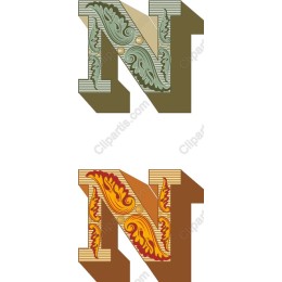 Ornamental Letter N Vintage