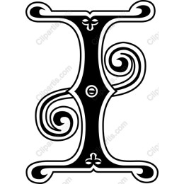 Elegant Black and White Decorative Letter I
