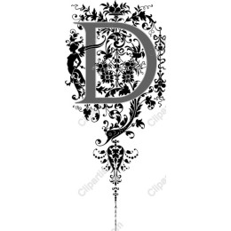 Ornate Letter D Floral