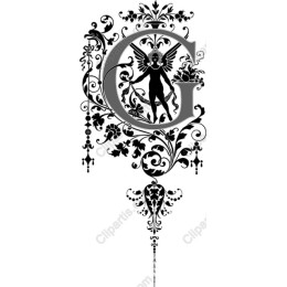 Ornate Letter G with Angelic Flourishes