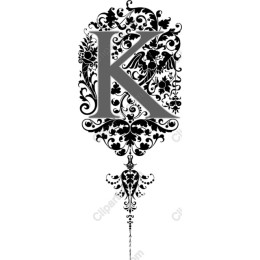 Ornate Floral Letter K