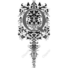 Intricate Floral Motif with Letter Q