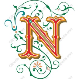 N Vintage Floral Letter