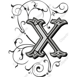 Vintage Ornamental Letter X
