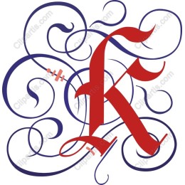 Elegant Letter K with Swirls and Flourishes