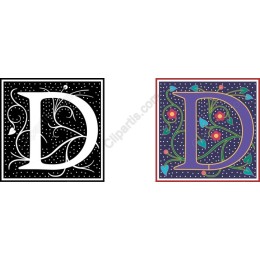Decorative Letter D with Floral Elements