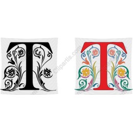 Artistic Floral Letter T