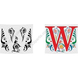 Floral Monogram Letter W