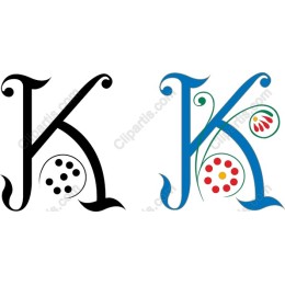 Vintage Floral Letter K